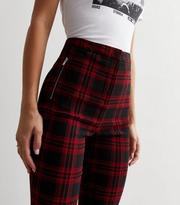 Alessandra Rich Tartan-check Wool Trousers in Red | Lyst