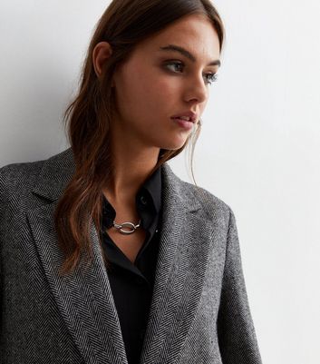 Grey long sale blazer womens