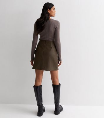 Plus size khaki 2024 skirt knee high boots