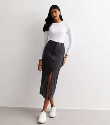 Black midi shop skirt new look