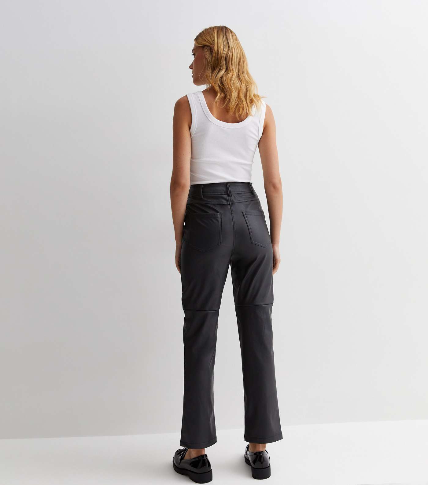 Black Leather-Look Western Trousers Image 4