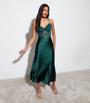 Emerald green slip store skirt