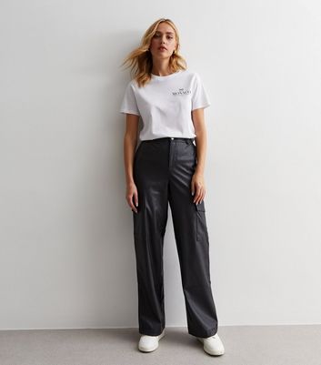 Leather look deals cargo pants