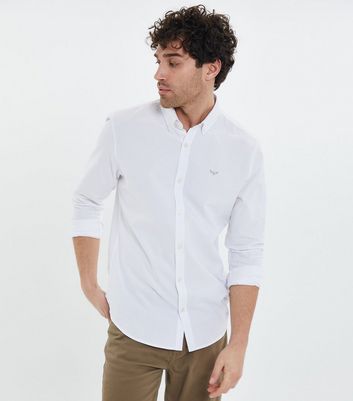 Men's Threadbare White Cotton Long Sleeve Oxford Shirt New Look