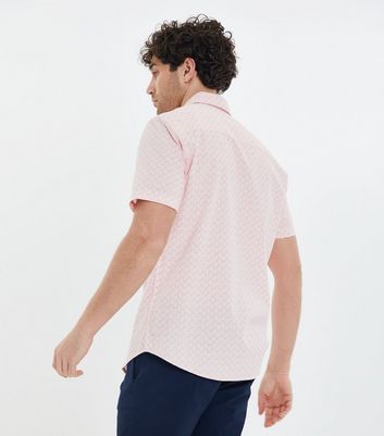 Men's Threadbare Mid Pink Leaf Print Short Sleeve Shirt New Look