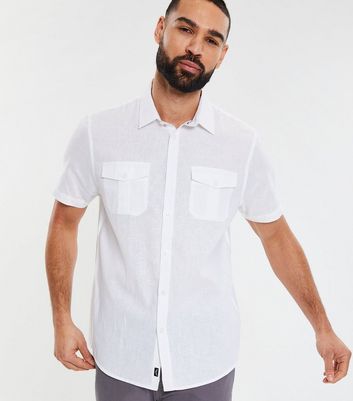 Mens white short on sale sleeve button up shirt