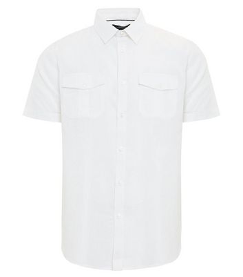 Men's Threadbare White Pocket Short Sleeve Shirt New Look