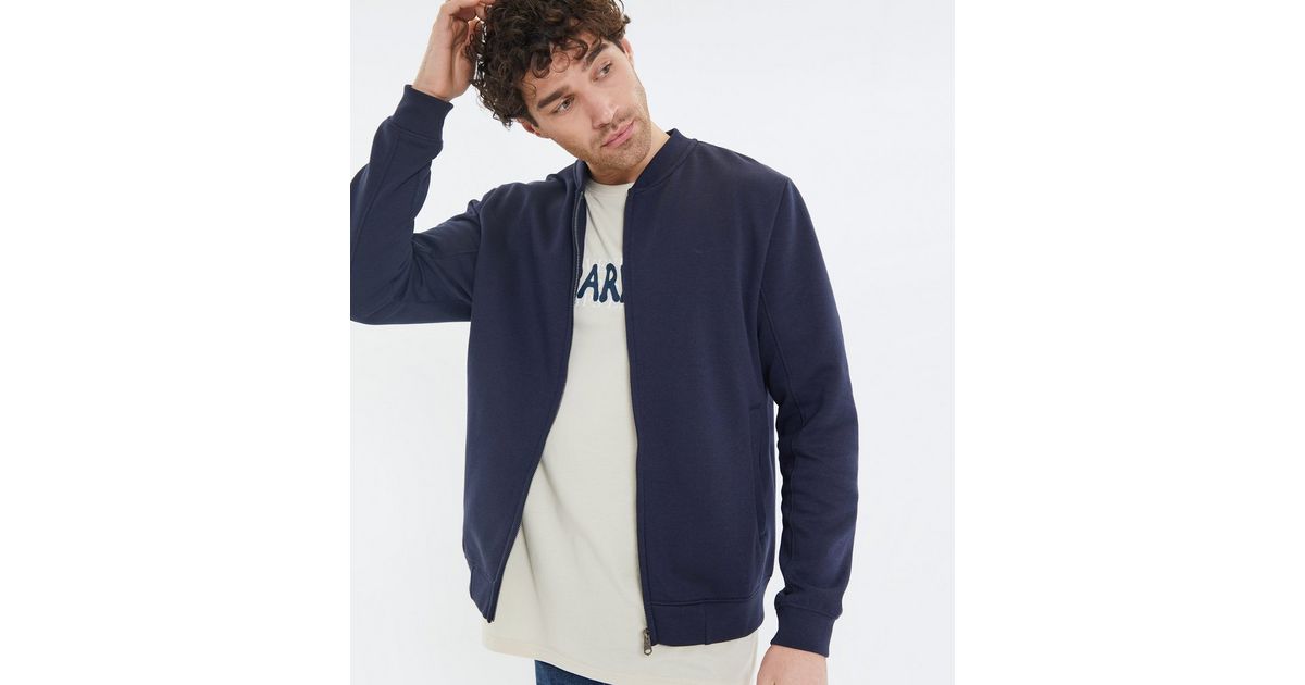 Threadbare Navy Fleece Bomber Jacket New Look 5874