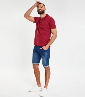 Men's Threadbare Burgundy Pocket Polo Shirt New Look