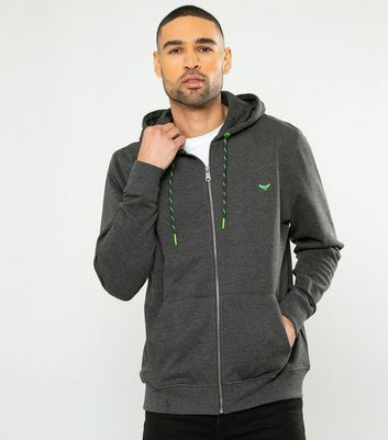 Threadbare Dark Grey Zip Up Hoodie New Look