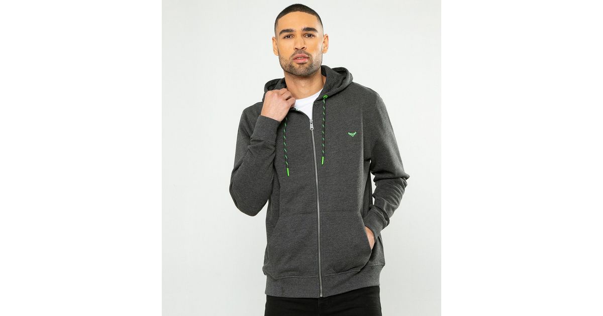 Threadbare Dark Grey Zip Up Hoodie New Look