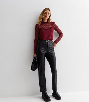 Burgundy Lace High Neck 2-in-1 Top
