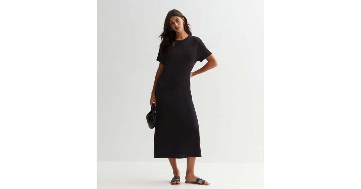 Black Oversized Midaxi TShirt Dress New Look