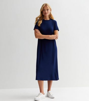 Navy shirt dress new deals look