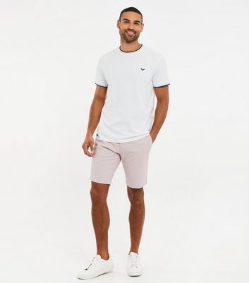 Men's Threadbare Pale Pink Cotton Slim Fit Chino Shorts New Look