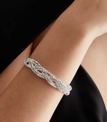 Silver Diamanté Plaited Bracelet