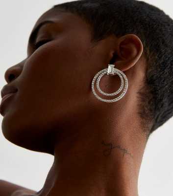 Crystal Diamanté Double Circle Stud Earrings