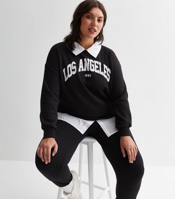 Curves Black Los Angeles Logo 2-in-1 Sweatshirt New Look