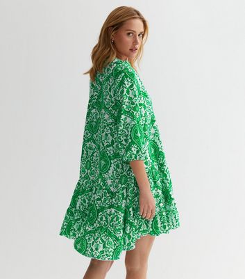 Cameo Rose Green Mini Smock Dress | New Look