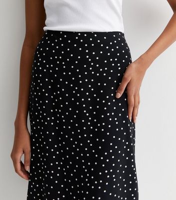 Black Spot Satin Mini Skirt New Look