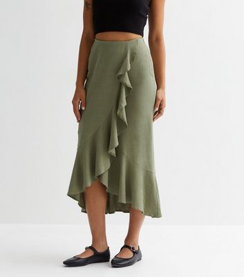 Linen shop skirt khaki