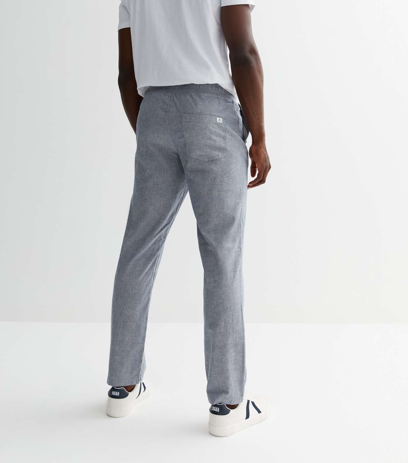 Jack & Jones Indigo Linen-Look Straight Leg Trousers Image 4
