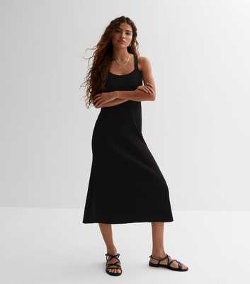 Petite Black Knitted Midi Dress