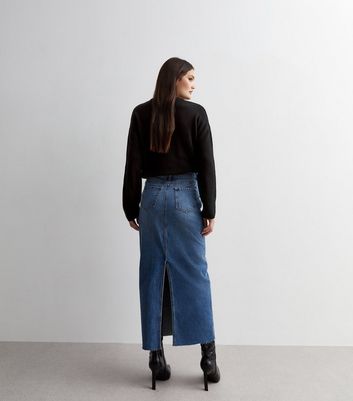 High waisted tulip top denim skirt