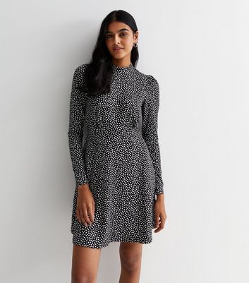 Long sleeve black shop polka dot dress