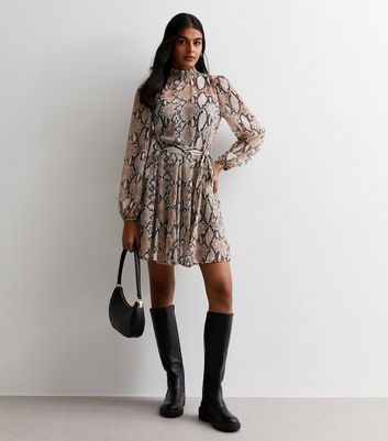 Long sleeve outlet snake print dress