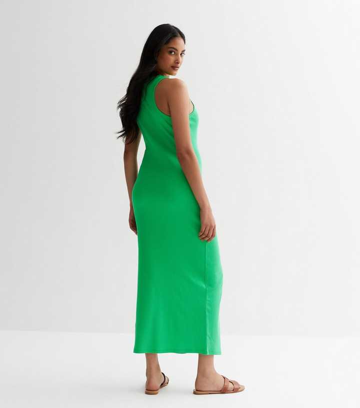 Green Racer Split Hem Midaxi Dress | New Look