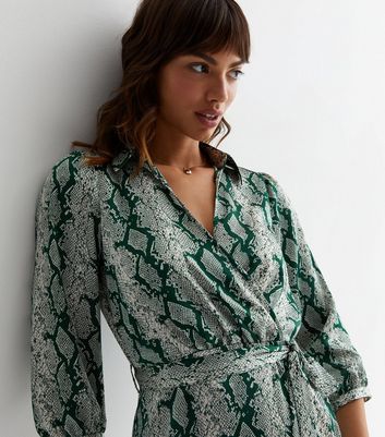 New look snake outlet print wrap dress