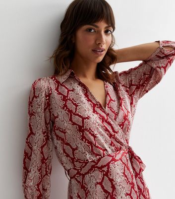 Mango red snake print on sale dress