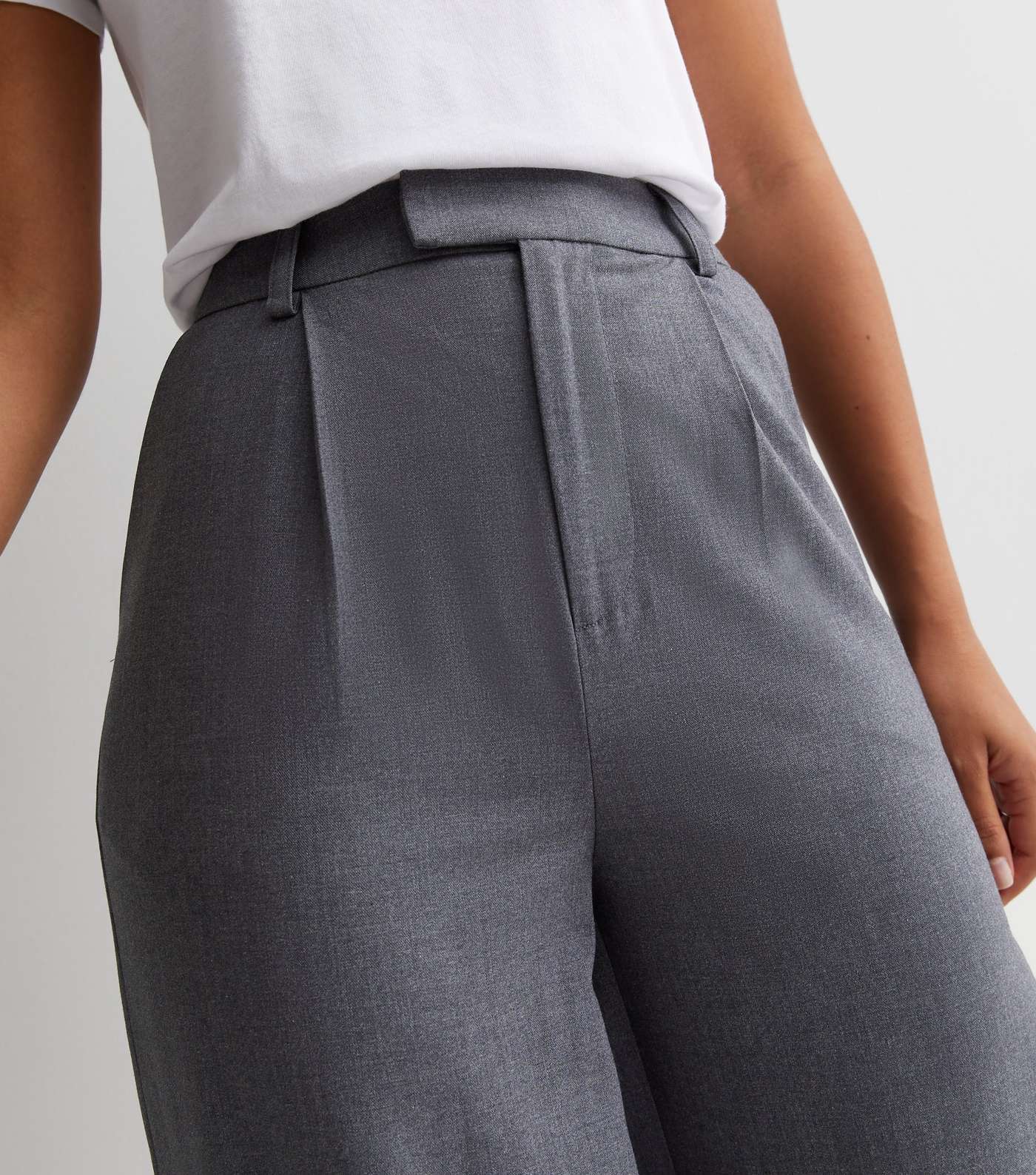 Tall Dark Grey Tailored Wide Leg Trousers Image 2