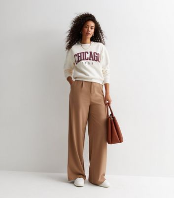 Tall Camel Tailored Wide Leg Trousers New Look