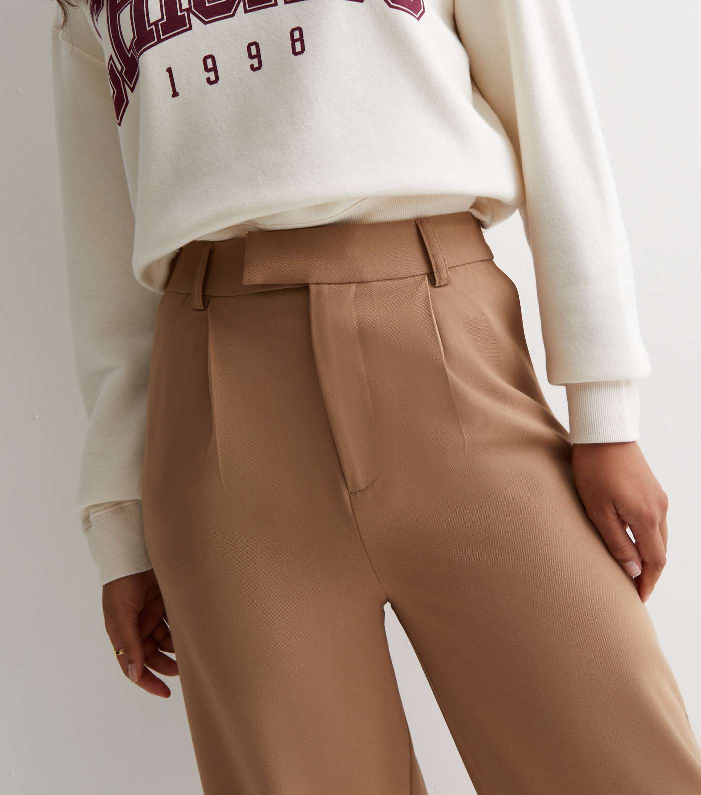 Tall Camel Tailored Wide Leg Trousers Image 2