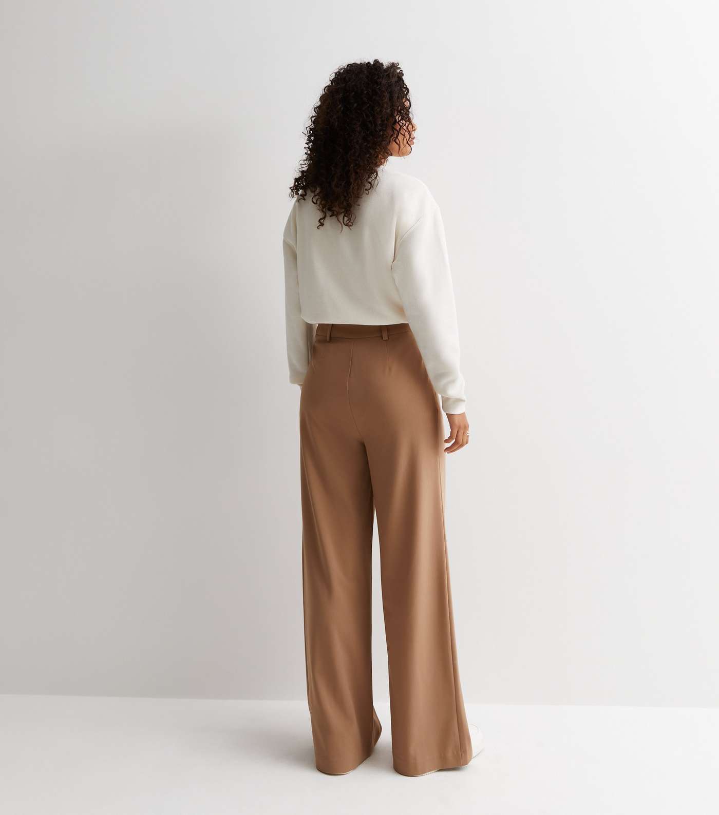 Tall Camel Tailored Wide Leg Trousers Image 4