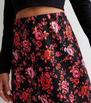 Black and red 2024 floral skater skirt