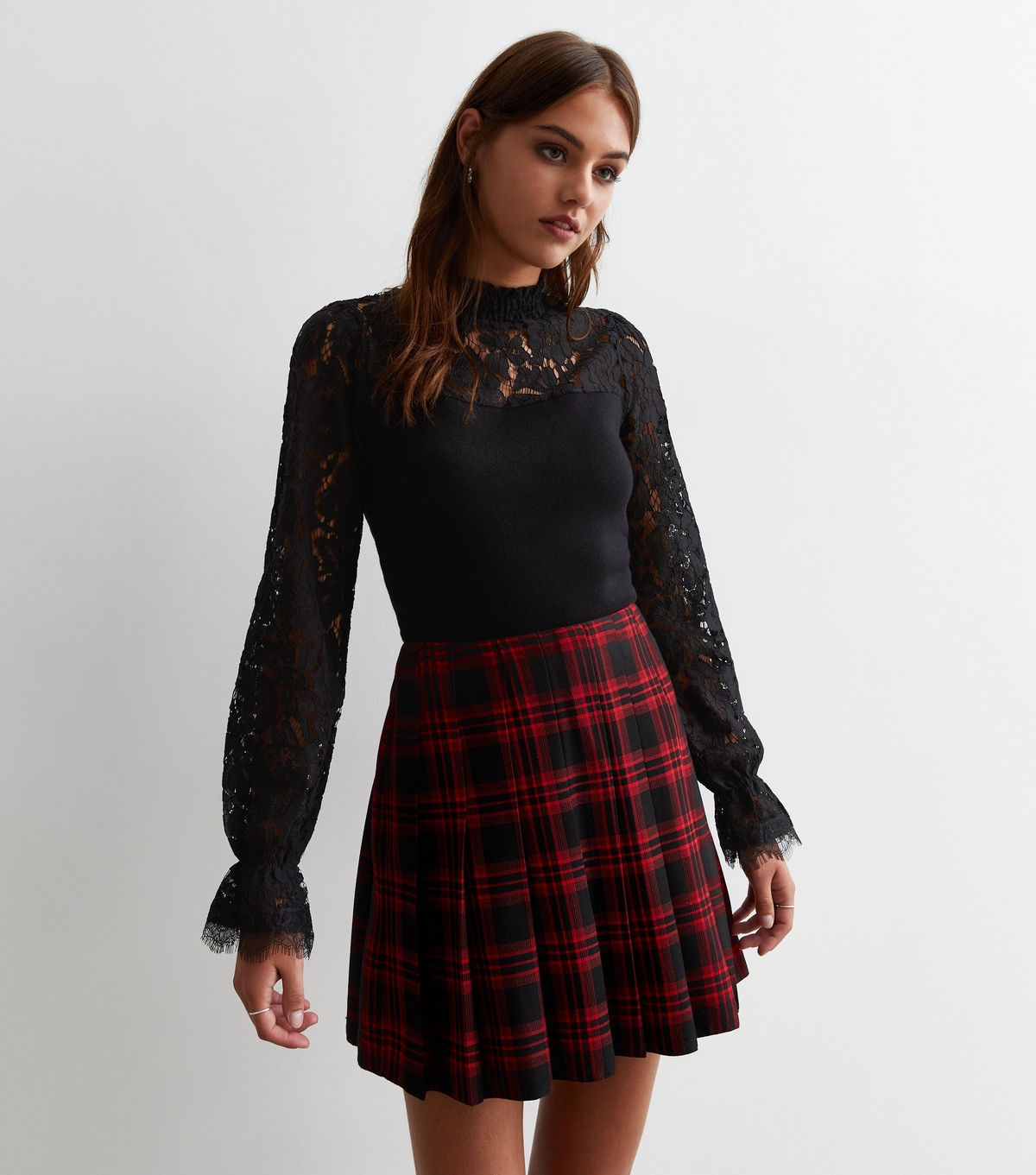 Women's Black Lace Yoke 2-in-1 Jumper New Look