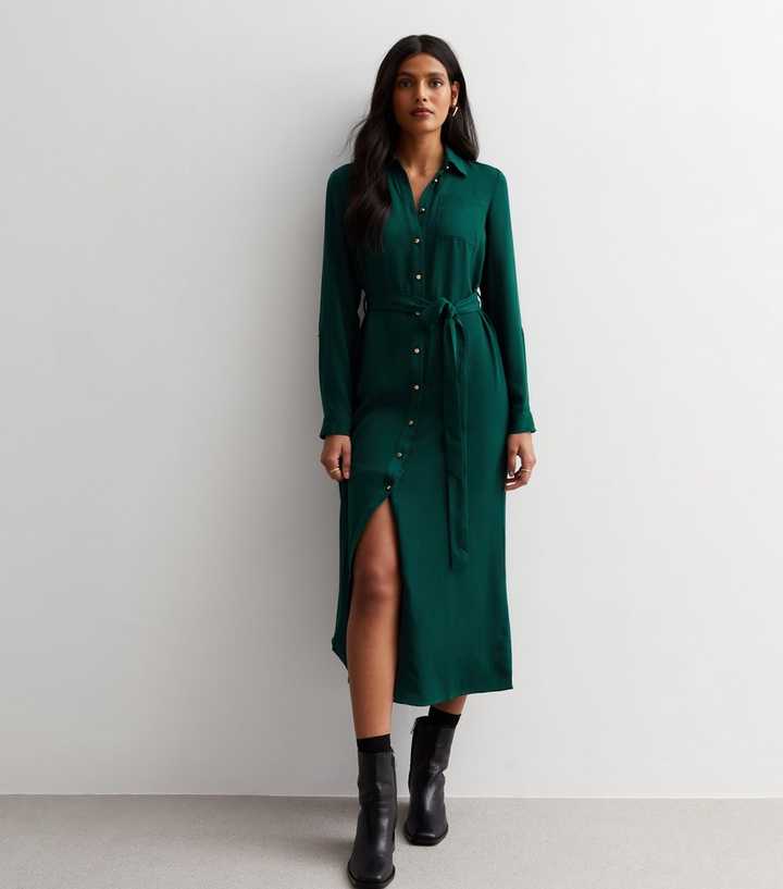 green shirt dress womens V-Neck Pocket T-Shirt Dress main image 1