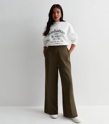 Petite khaki belted utility cargo trousers | River Island