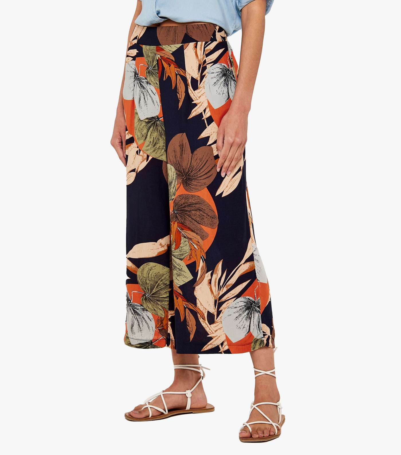 Apricot Navy Floral Wide Leg Trousers