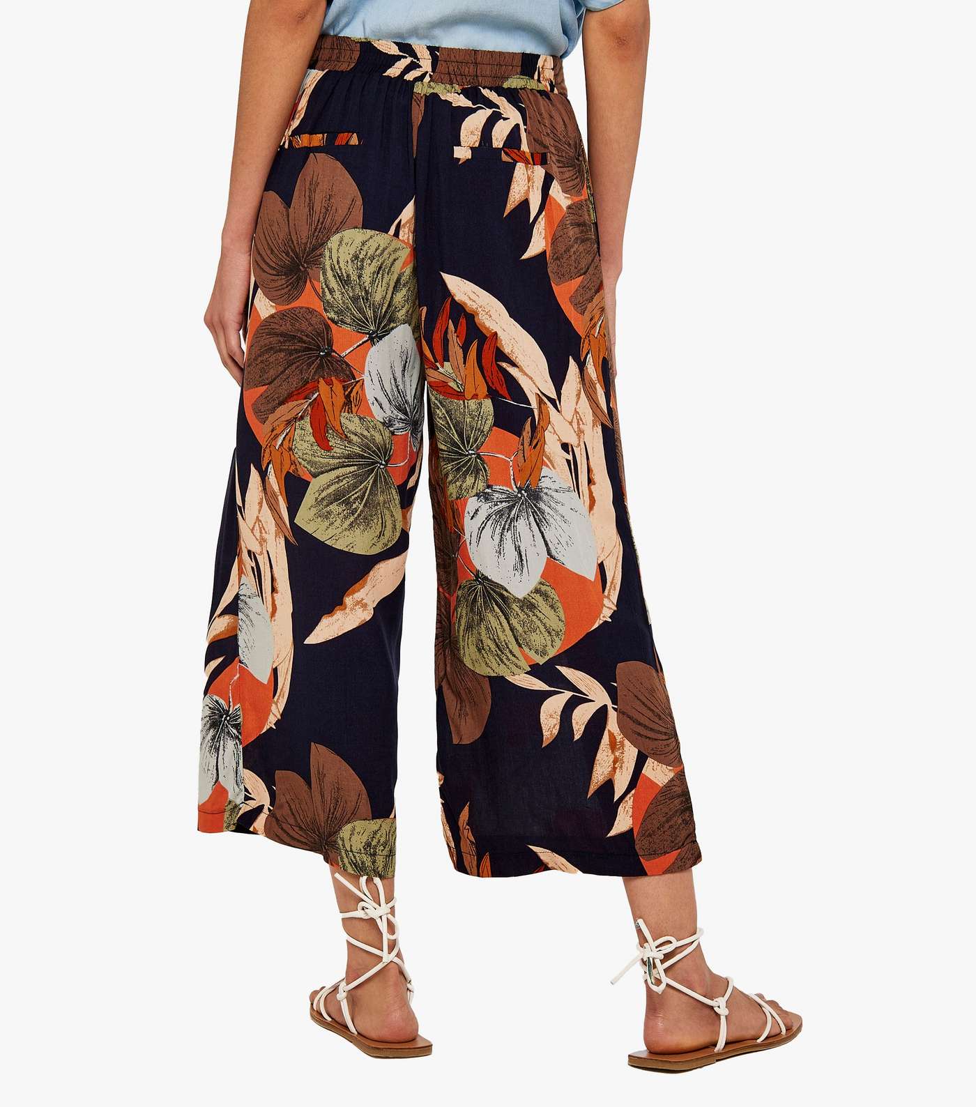 Apricot Navy Floral Wide Leg Trousers Image 3