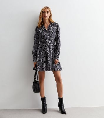 Gray snake shop print dress