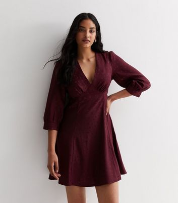 Burgundy spot clearance dress