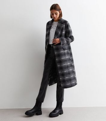 Black check formal longline sale coat