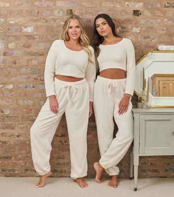 Loungeable Cream Soft Fuzzy Joggers