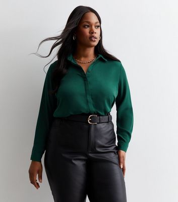 Dark green outlet collared shirt