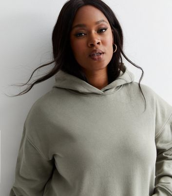 Curves Light Green Jersey Hoodie New Look