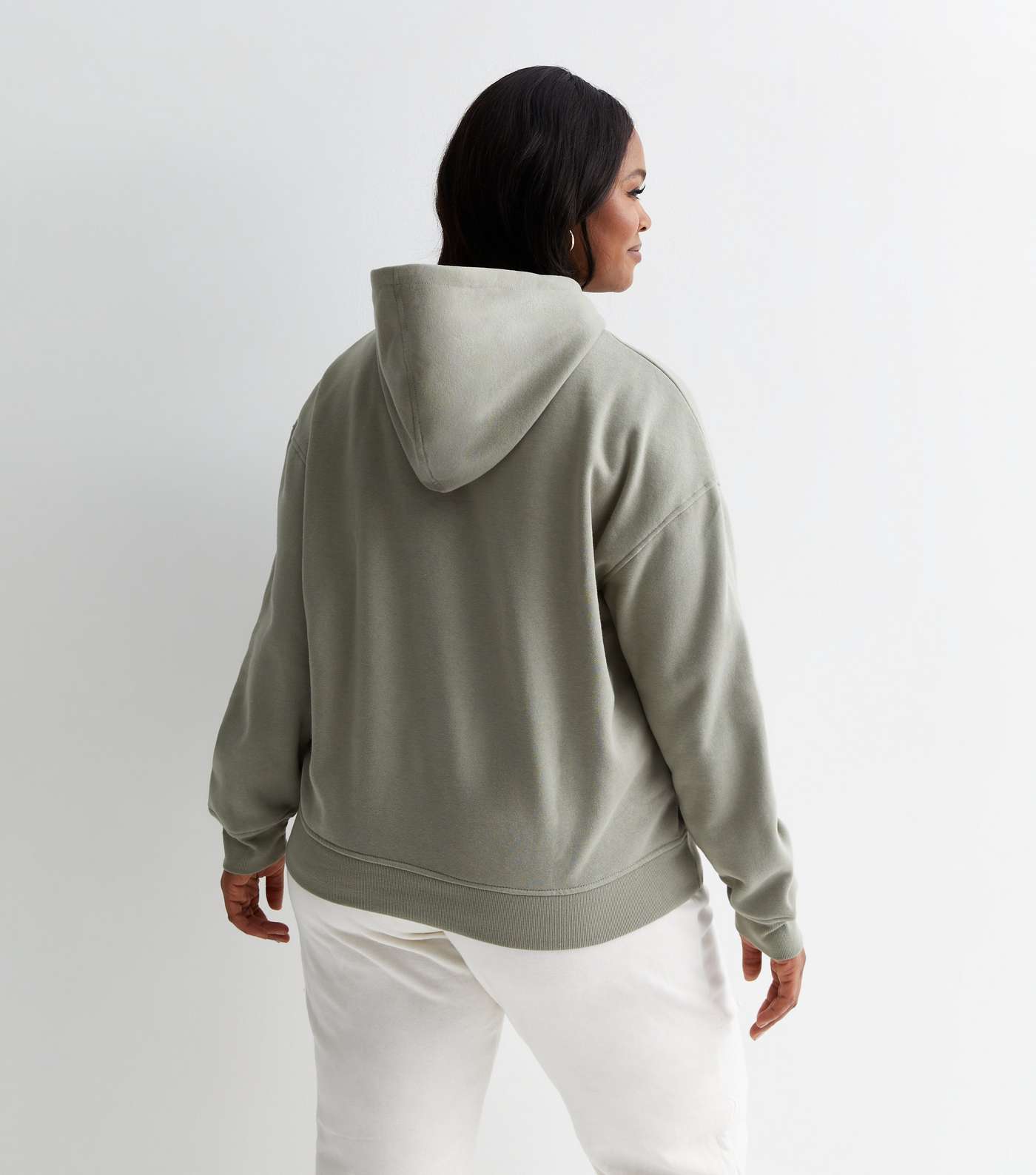 Curves Olive Jersey Hoodie Image 4
